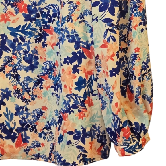 Talbots Ruffle Trim Popover Leafy Garden Women's Top Feminine Core Size XL/P - Picture 5 of 11